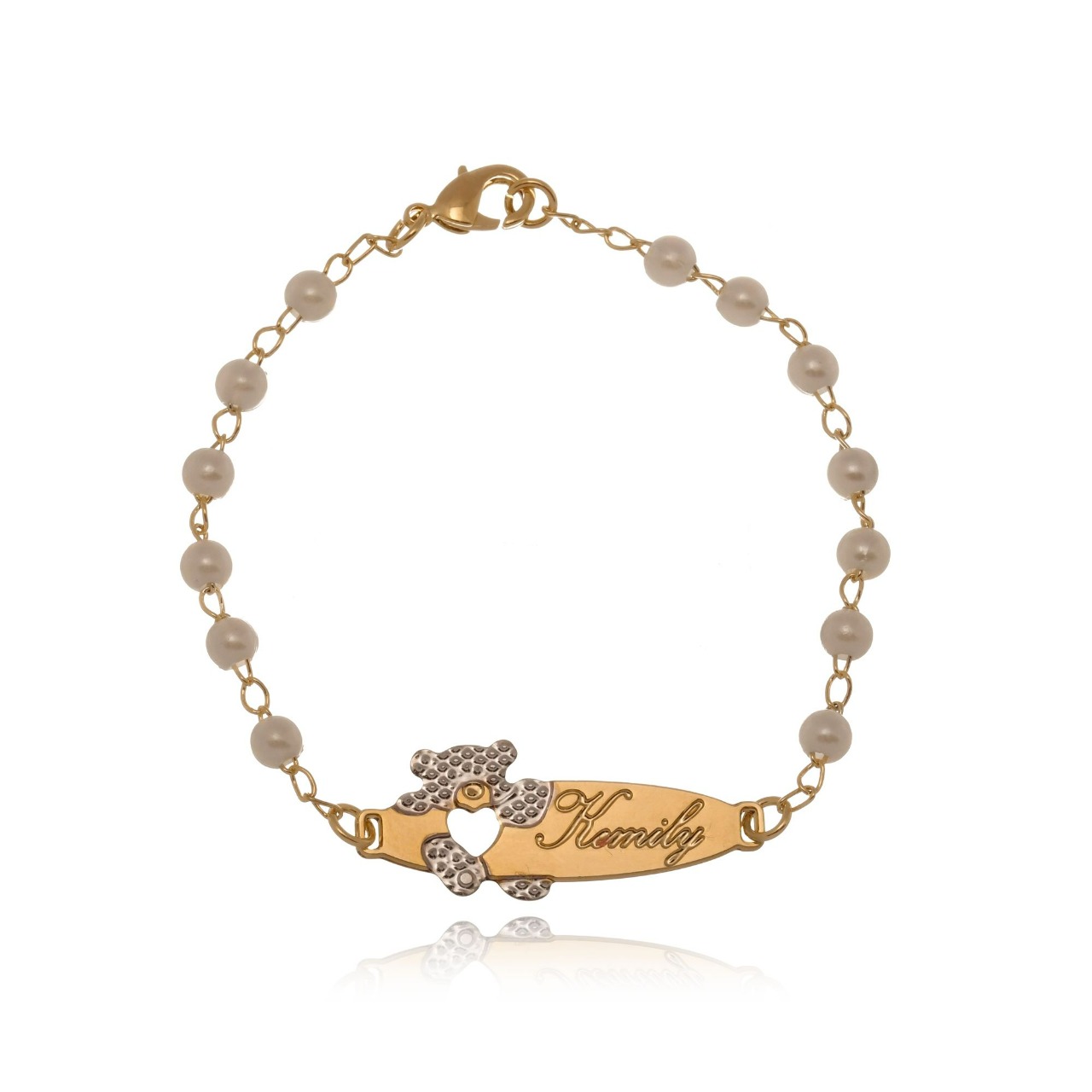 Pulseira Personalizada Perolas Chapada No...