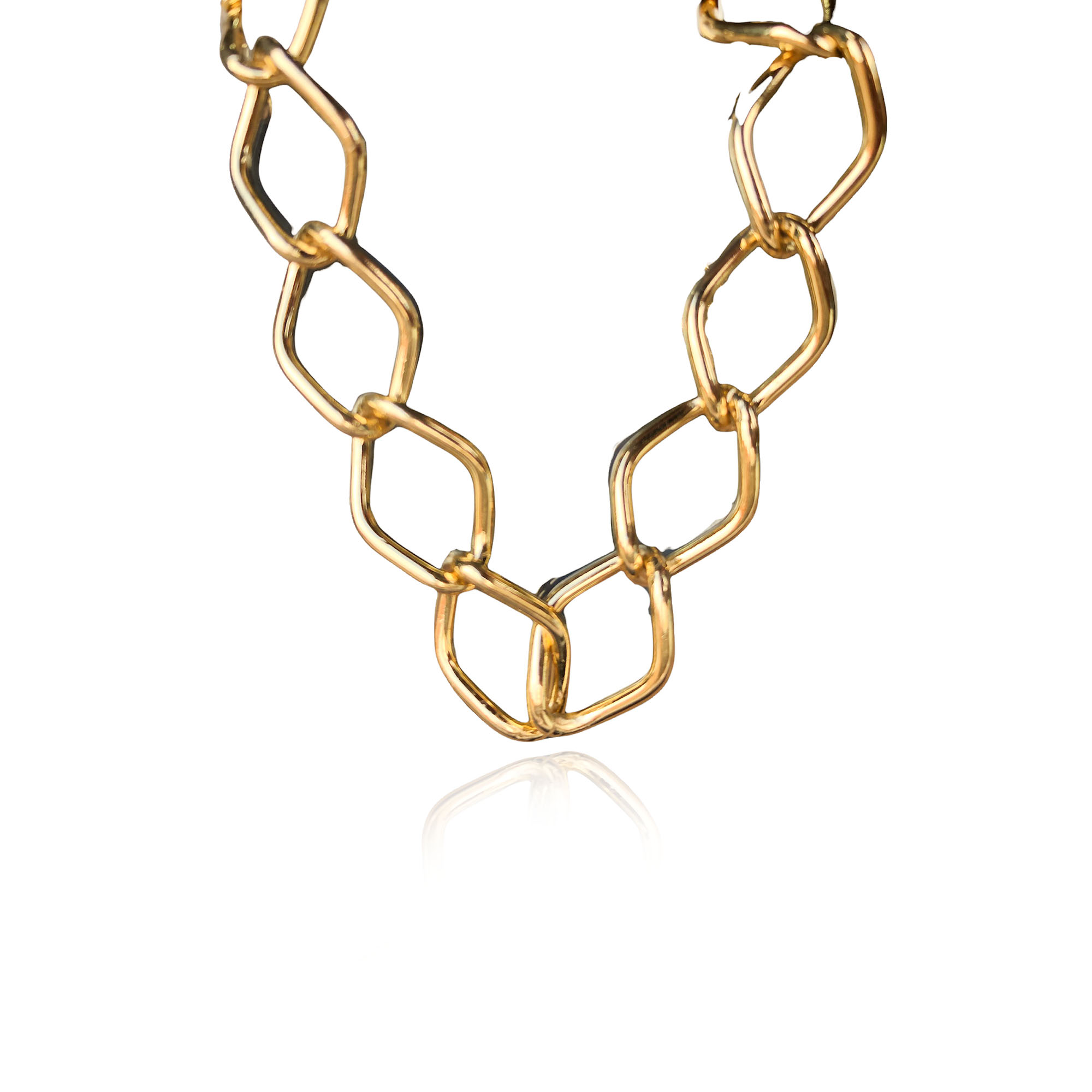 Pulseira Elo Losango Com Fecho Boia Folhe...