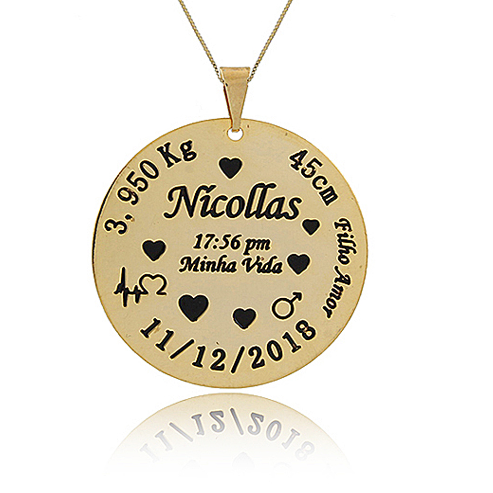 Colar Personalizado Dados Completos Nasci...