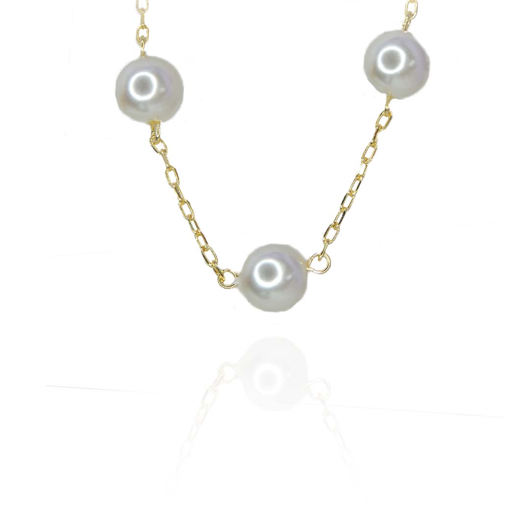 Pulseira De Pérolas Grandes Folheado Em O...